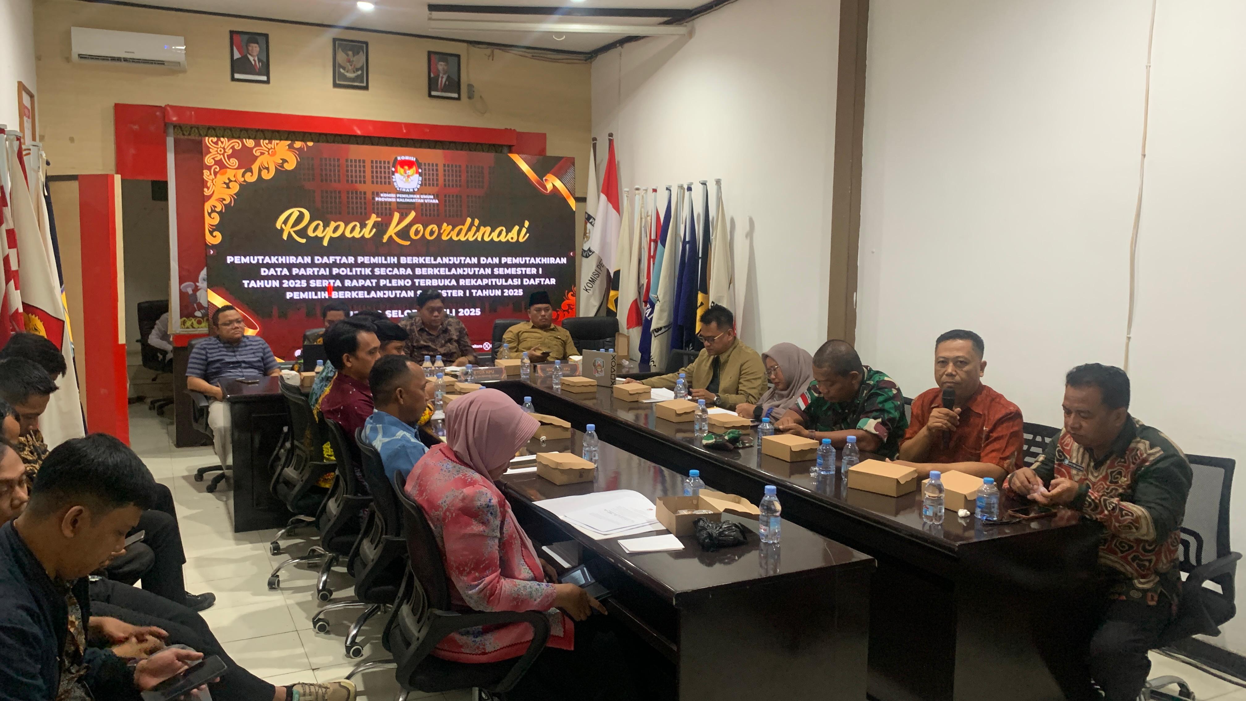 Bawaslu Kaltara Kawal Pleno Rekapitulasi Daftar Pemilih Berkelanjutan (DPB) Semester I Tahun 2025