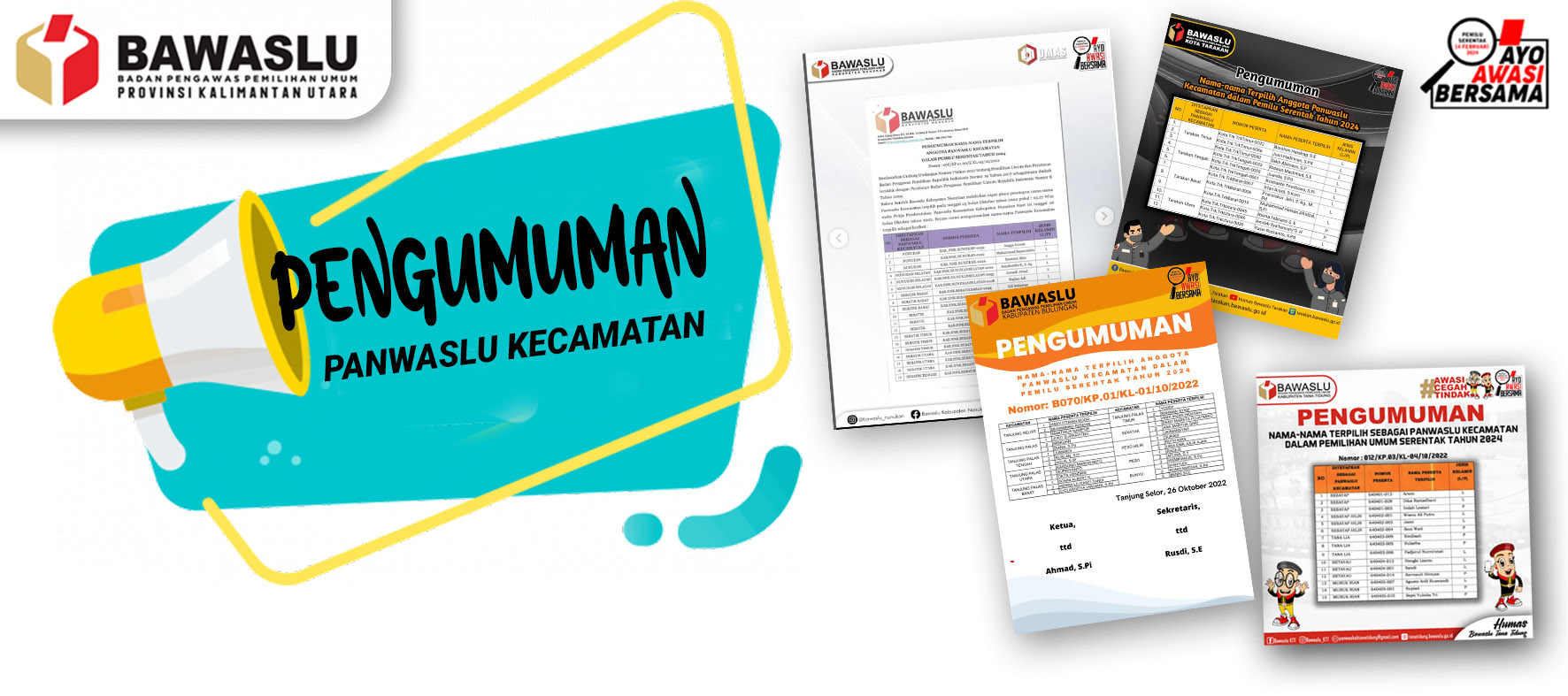 Bawaslu Kabupaten/Kota se-Kaltara Umumkan Serentak Anggota Panwascam Terpilih