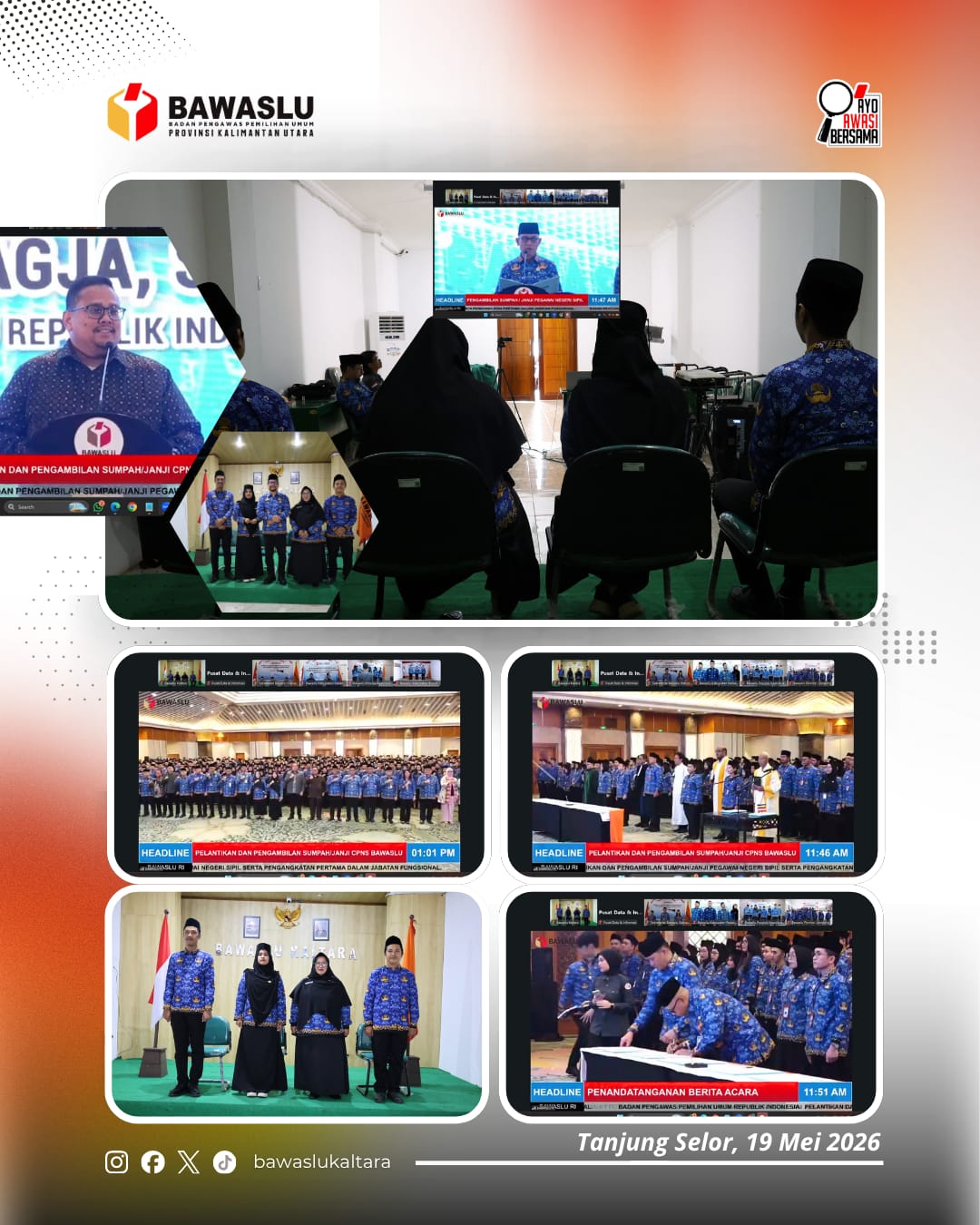 Pelantikan PNS Bawaslu Kaltara
